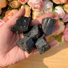 3Pcs Raw Rough Big Black Tourmaline Stone Reiki Mineral Rocks Chunks Specimens picture