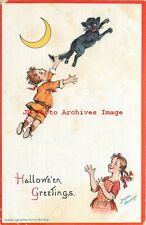Halloween, Gabriel No 123-4, Frances Brundage, Boy Catches Black Cat, Stained picture
