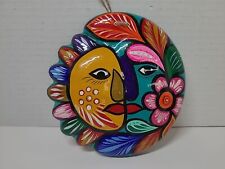 Hand-Painted Talevera Sun Wall Sculpture Mexico Vibrant Colors Glows Under UV picture