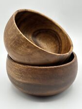 Pacific Merchant Acaciaware Wood Salad Bowl Set 2 Hand Carved 6” picture