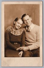 Antique RPPC Well-Dressed Couple Real Photo Postcard EARLY PHOTO picture