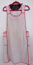 Vintage 40s Red Floral Apron Ties at Waist Full Bib Pockets~Farmhouse~Nostalgic picture