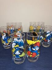 Vintage Smurf Tumblers Peyo Wallace & Berrie 6” Tall set 10 1982 picture