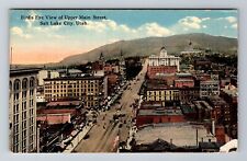 Salt Lake City UT-Utah, Aerial Of Upper Main Street, Antique, Vintage Postcard picture