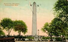Charlestown Massachusetts MA Postcard Bunker Hill Monument People Scene c1910s picture