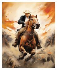 PRESIDENT DONALD TRUMP AS A COWBOY RIDING HORSE SCENIC 8X10 AI PHOTO picture