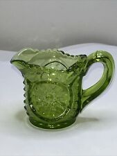 VINTAGE RIVERSIDE GLASS CO. ONEATA OR CHIMO GREEN SMITH Cream Pitcher picture