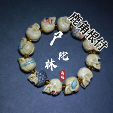 CollectionHigh-end Real Antler Carved Skull Bracelet Bangle Reiki Healing Gift picture