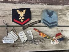 VTG USN MILITARY NAVY PATCHES & DOG TAGS LOT USS MCCAFFERY picture