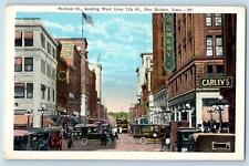 Des Moines Iowa IA Postcard Walnut Street Looking West From 7th Street c1920's picture
