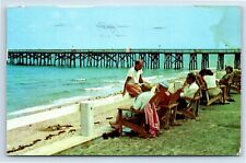 Postcard - Fishing Beach at Deerfield Beach near Boca Raton Florida c1970s picture