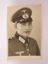 Original WWII German Army Soldier Studio Embossed Portrait Photo picture