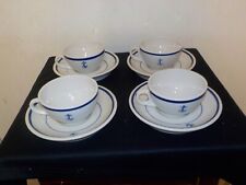 FOUR CARIBE SHENANGO US Navy Mess Wardroom Officer Blue Anchor Cups  & SAUCERS picture