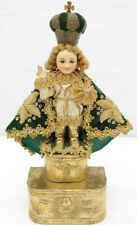 Vintage Jesus of Prague Doll Statue Gold Tone Pedestal 14