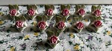 12 Vintage Germany Dresden porcelain PINK ROSE place card holders Green and Pink picture