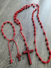 Red Knotted Nylon Cord ROSARY+ Red DECENARIO, Cross multicolor red and black picture