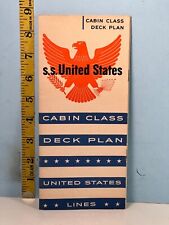 1958 S.S. United States Cabin Class Deck Plan Ocean Liner Plans picture