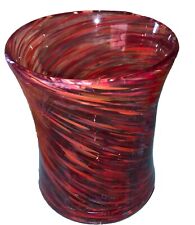 Beautiful Red Swirl Vintage Art Glass Vase/Container ￼ Nice picture
