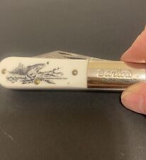 VINTAGE COLONIAL SCRIMSHAW SERIES BARLOW POCKET KNIFE BASS Advertising picture