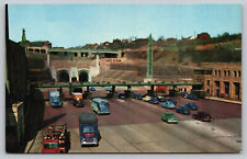New York City NY - Lincoln Tunnel - Classic Cars - Trucks - Postcard - c1950's picture