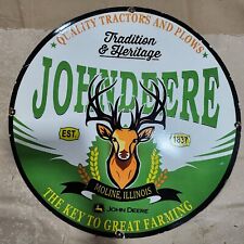 JOHN DEERE PORCELAIN ENAMEL SIGN 30 INCHES ROUND picture