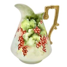Hand Painted Vintage China Pitcher 6 inch White Red Berries picture
