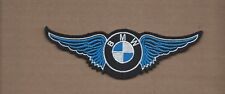 NEW 1 7/8 X 6 INCH BMW BLUE WINGS IRON ON PATCH  picture