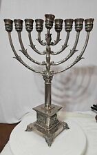 RARE Beautiful Vtg Silverplate Menorah Hannukah Judaica Large 15 1/2in