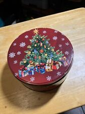 Christmas Eve Tree And Gifts Round Cookie Tin picture