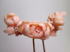[Ezuki] Antique K12 genuine coral peony and bird carved hairpin 8.8g picture