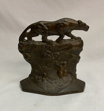 Crouching Tiger Bookend, Connecticut Foundry 1930 COPR Cast Iron Bronze Finish picture
