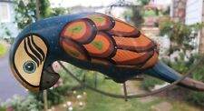 Vintage Artist Signed Mexican Talavera Pottery Hanging Parrot Bird W/Ring 11” picture