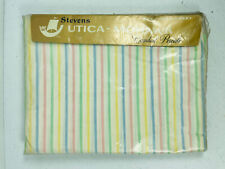 Vintage 1960s Stevens Utica - Mohawk Combed Percale Flat Sheet Pastel Striped picture