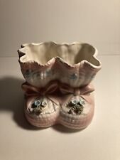 Vintage Relpo Japan Ceramic Baby Booties Planter Nursery Decor Pink Girl picture
