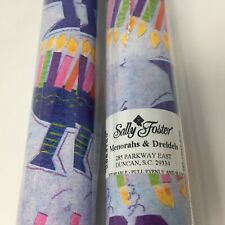 Sally Foster Chanukah Hanukkah Wrapping Paper Menorahs & Dreidels - 2 Rolls NEW picture