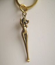 Brass Naked Girl Statue Earpick Keyring Collectible Belle Handwork Ring Decor picture