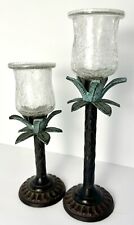 Pair of Vintage Hollywood Regency Style Palm Tree Votive Candle Holders picture
