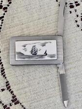 Wonderful Vintage Anvil Scrimshaw Money Clip Pocket Knife & Nail File Made USA picture