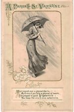 Winsch Valentine Prayer A/Uns Schmucker Monochrome Lady Umbrella 1910 picture