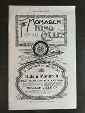 Vintage 1895 Monarch Bicycles Monarch Cycle Company  Full Page Original Ad 1021 picture