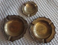Vintage Solid Brass Ashtrays Made in India Trinkets MCM Retro Set Of 3 picture