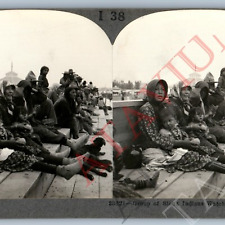 c1900s Sioux Indians Watch Horse Race Real Photo Stereoview Native Americans V44 picture