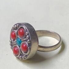 ANCIENT ANTIQUE VICTORIAN RING AMAZING WITH NATURAL RED STONES BEAUTIFUL picture