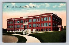 Milwaukee WI-Wisconsin, New High School, Antique, Vintage Souvenir Postcard picture