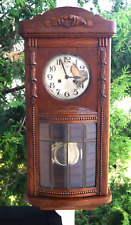 Antique 1900 Hamburg German Regulator Wall Clock - RUNS - VIDEO - Junghans Style picture