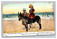 Vintage 1906 Comic Postcard - Two Queens and a Jack - Woman on Jackass FUNNY picture