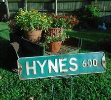 vintage HYNES 600 Street Sign, Embossed Green, original, antique address picture