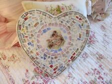 Shabby Chic Broken China Mosaic Large Heart with Cherubs picture
