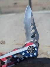 American Flag Patriotic Spring Assisted Folding Pocket Knife Stainless Steel picture