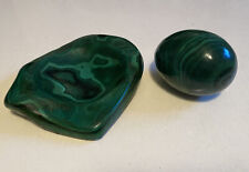 VINTAGE MALACHITE DISH 734g AND LARGE EGG 607g picture